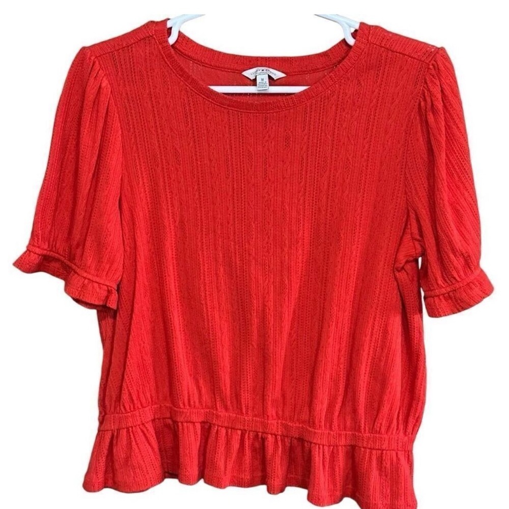 Lucky Brand, Red Ruffle Hem Top, size M